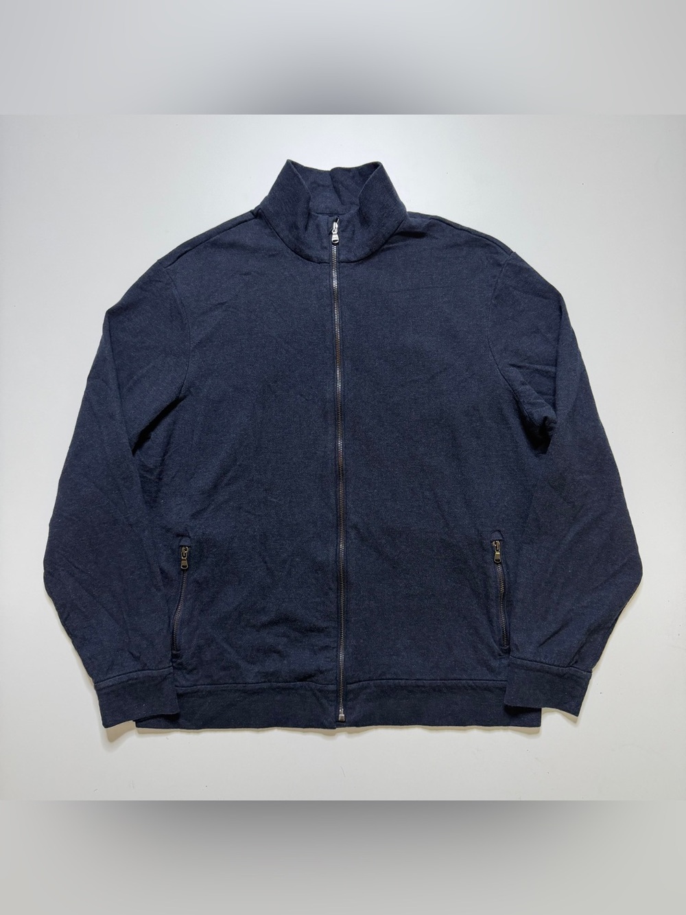 Polo Ralph Lauren Cotton Herringbone Full Zip Sweater Jacket Mens XL Blue